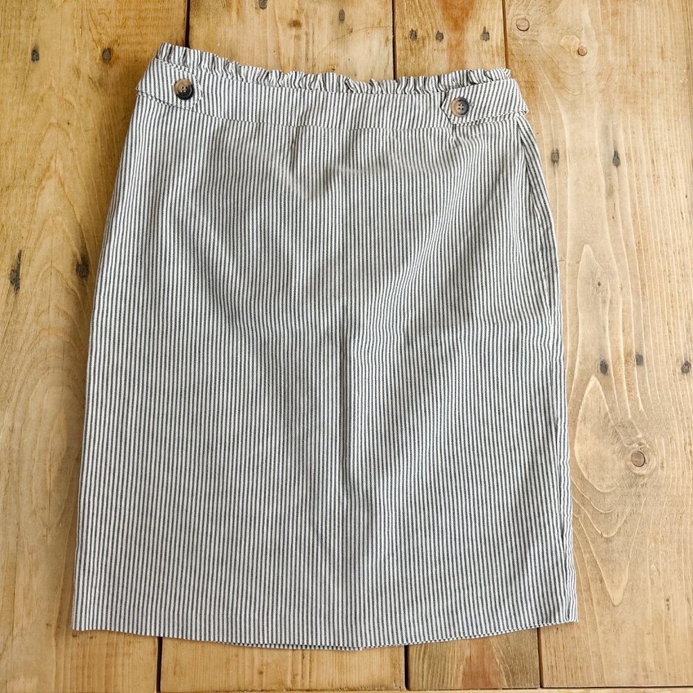 Soho Apparel Ticking Stripe‎ Pencil Skirt Vintage Style M Linen Blend